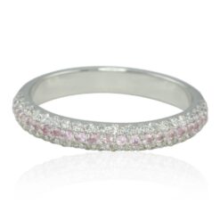 October Round Pink Sapphire Stacking Ring White Gold Platinum LS4368