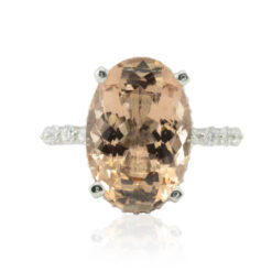 Oval Cut Peach Pink Morganite Diamond Engagement Ring Rose Gold LS4545