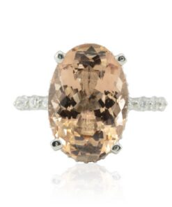 Oval Cut Peach Pink Morganite Diamond Engagement Ring Rose Gold LS4545
