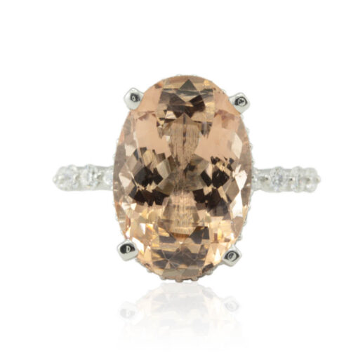 Oval Cut Peach Pink Morganite Diamond Engagement Ring Rose Gold LS4545