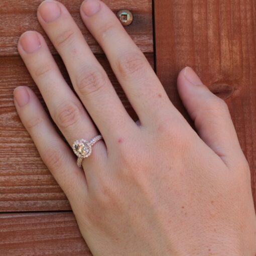 Oval Morganite Half Eternity Diamond Engagement Ring Rose Gold LS4809
