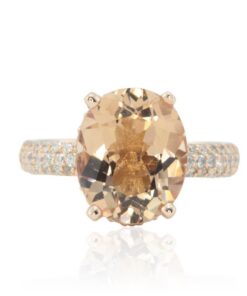 Oval Morganite Half Eternity Engagement Ring Filigree Rose Gold LS4666