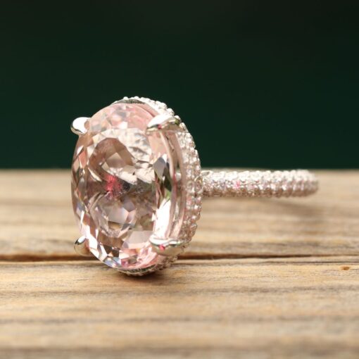 Oval Pink Morganite Diamond Engagement Ring White Gold Platinum LS7247