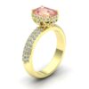 Peach Morganite Engagement Ring Diamond Hidden Halo Yellow Gold LS7252