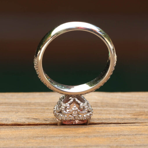Pink Heart Morganite Ring Diamond Filigree White Gold Platinum LS6795