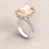 Radiant Morganite Halo Milgrain Hearts Ring White Gold Platinum LS6906