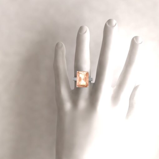 Radiant Peach Morganite Milgrain Heart Ring White Gold Platinum LS6906