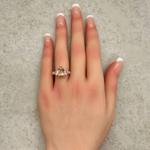 Rare Peach Morganite Engagement Ring Cathedral Shank Rose Gold LS7184