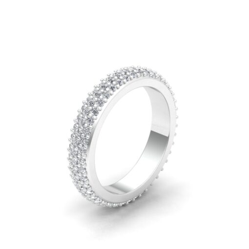 Three Row Shank Diamond Full Eternity Band White Gold Platinum LS5294
