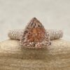 Trillion Cut Morganite Diamond Shank Engagement Ring Rose Gold LS7184