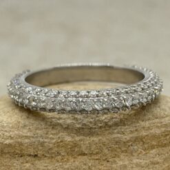 Triple Shank Diamond Wedding Band Eternity White Gold Platinum LS5295