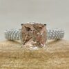 Cushion Cut Peach Morganite Engagement Ring White Gold Platinum LS7337