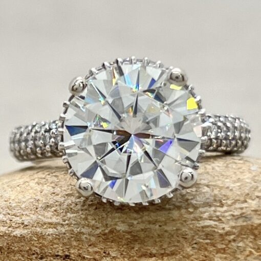 Forever One DEF Round Cut Moissanite Ring White Gold Platinum LS7251