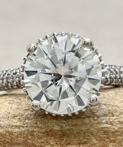 Round Cut Lab Grown Diamond Engagement Ring White Gold Platinum LS7251