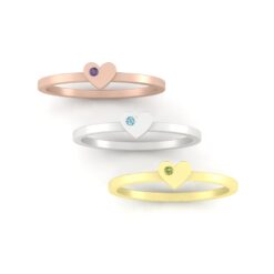 AAA Heart Birthstone Gift Ring Rose Yellow White Gold Platinum LS5220