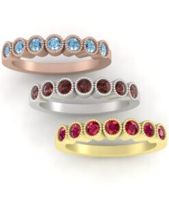 Beaded Bubble Birthstone Band Rose Yellow White Gold Platinum LS5362