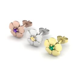 Cute Flower Birthstone Earrings Rose Yellow White Gold Platinum LS4572