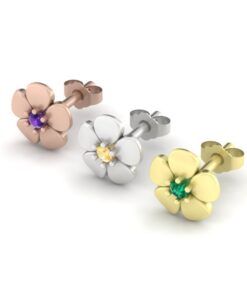 Cute Flower Birthstone Earrings Rose Yellow White Gold Platinum LS4572
