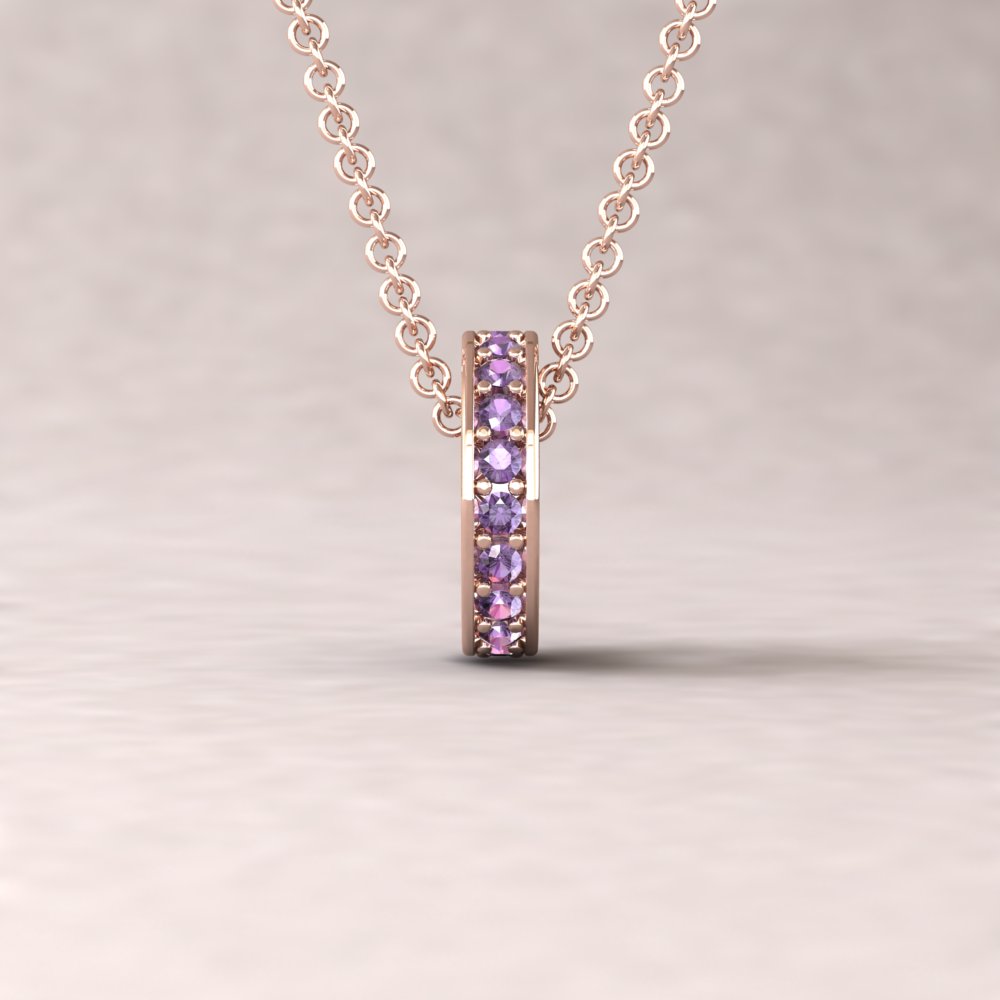 Full Eternity Amethyst February Birthstone Necklace Rose Gold LS5367