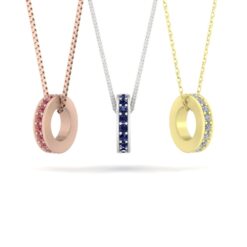 Genuine AAA Birthstone Pendant Rose Yellow White Gold Platinum LS5367