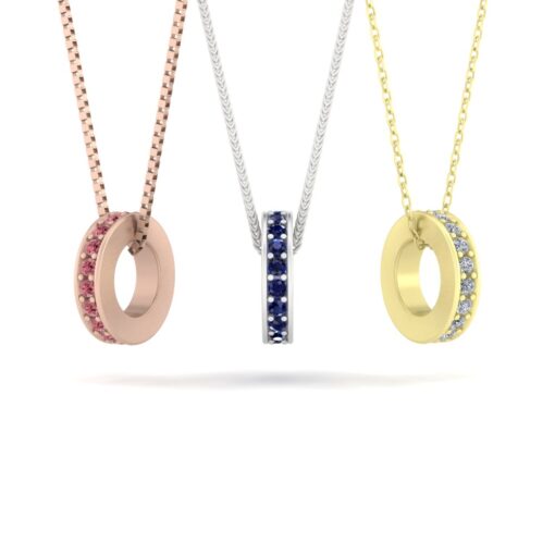 Genuine AAA Birthstone Pendant Rose Yellow White Gold Platinum LS5367