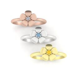 Genuine AAA Birthstone Ring Present Gift Rose Yellow White Gold LS4574