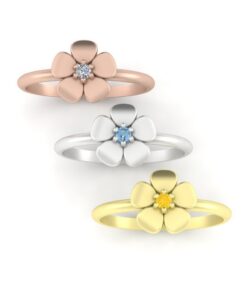 Genuine AAA Birthstone Ring Present Gift Rose Yellow White Gold LS4574