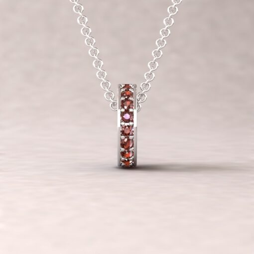 Genuine Garnet January Birthstone Necklace White Gold Platinum LS5367
