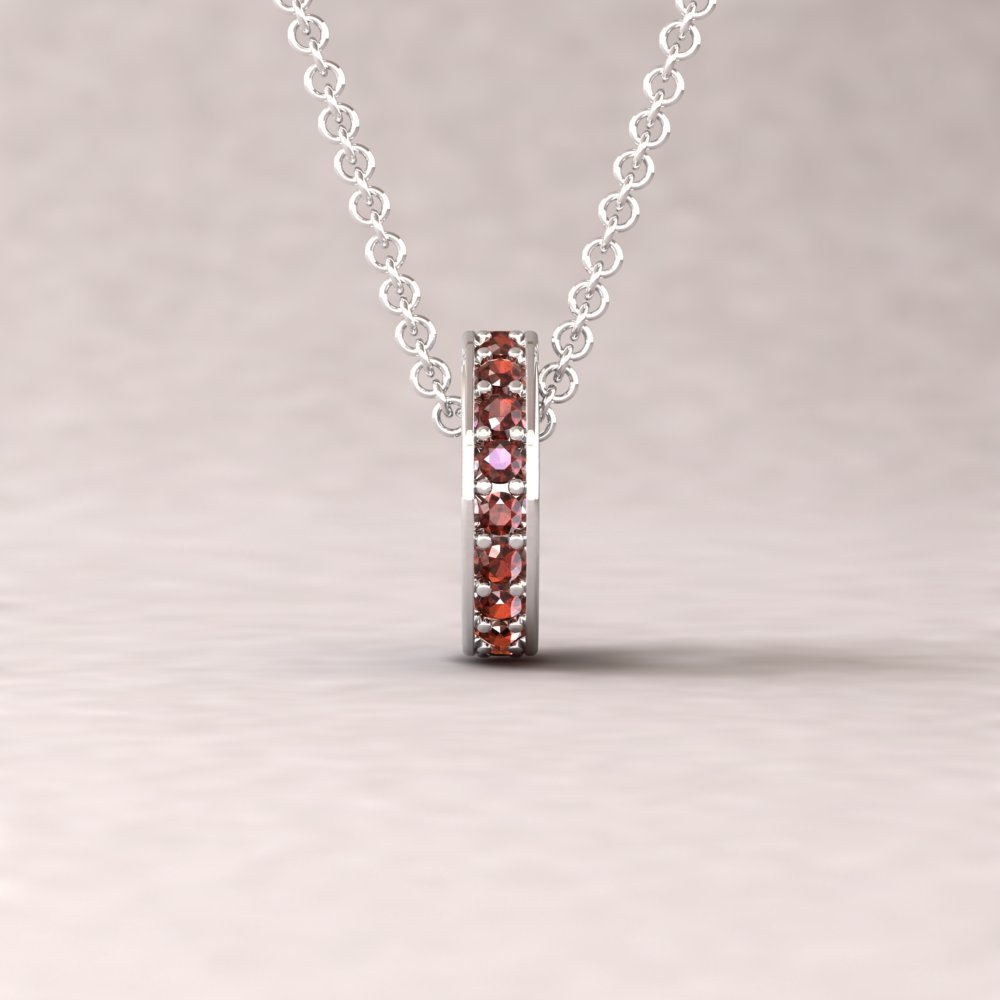 Genuine Garnet January Birthstone Necklace White Gold Platinum LS5367