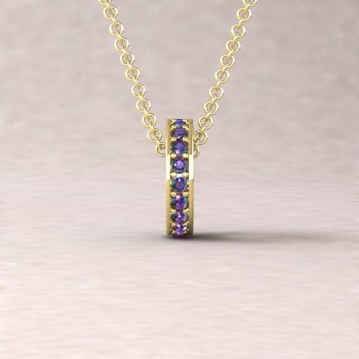 Genuine Lab Alexandrite Birthstone Circlet Necklace Yellow Gold LS5367