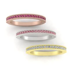 Half Eternity Birthstone Band Rose Yellow White Gold Platinum LS5358