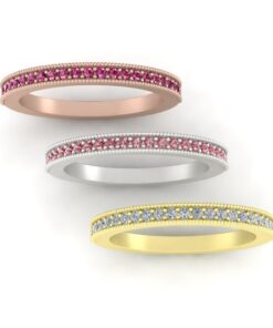 Half Eternity Birthstone Band Rose Yellow White Gold Platinum LS5358
