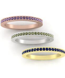 Half Eternity Birthstone Ring Rose Yellow White Gold Platinum LS5359