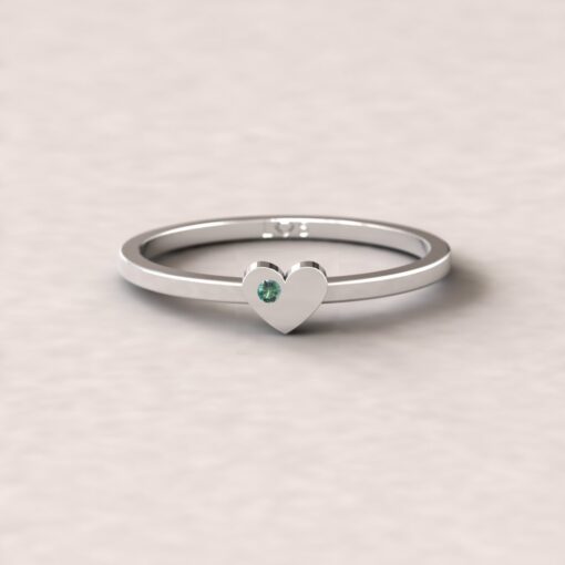 June Birthstone Friendship Ring Heart Gift White Gold Platinum LS5220