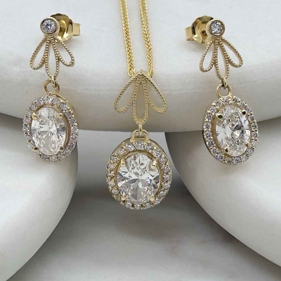 Matching Lab Diamond Necklace and Earrings by Laurie Sarah