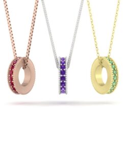 Milgrain AAA Birthstone Pendant Rose Yellow White Gold Platinum LS5366