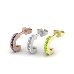 Milgrain Birthstone Earrings Rose Yellow White Gold Platinum LS3417