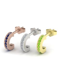 Milgrain Birthstone Earrings Rose Yellow White Gold Platinum LS3417