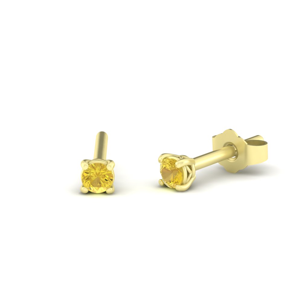 November Birthstone Citrine Earrings Push Present Yellow Gold LS7093