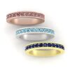 Plain Pave Set Birthstone Band Rose Yellow White Gold Platinum LS7343