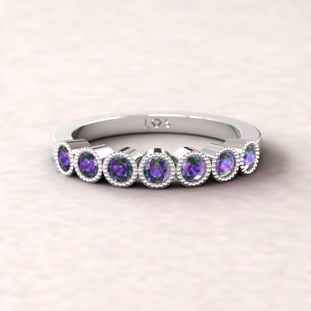 Round Cut Lab Alexandrite Birthstone Gift White Gold Platinum LS5362