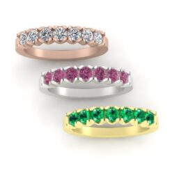 Scalloped Birthstone Band Gift Rose Yellow White Gold Platinum LS5363