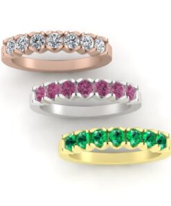 Scalloped Birthstone Band Gift Rose Yellow White Gold Platinum LS5363
