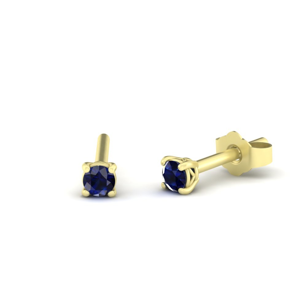 September Birthstone Sapphire Earrings Push Present Yellow Gold LS7093