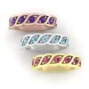 Twisted Scallop Birthstone Ring Rose Yellow White Gold Platinum LS5329