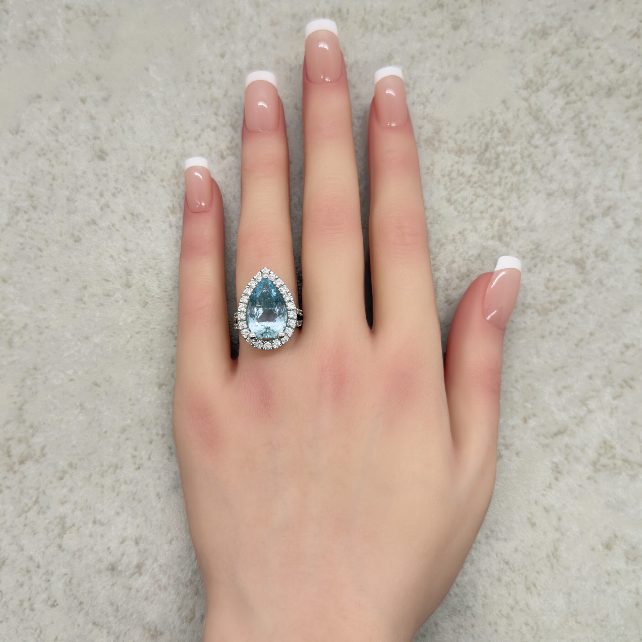 Genuine Aquamarine Diamond Engagement Ring White Gold Platinum LS7347