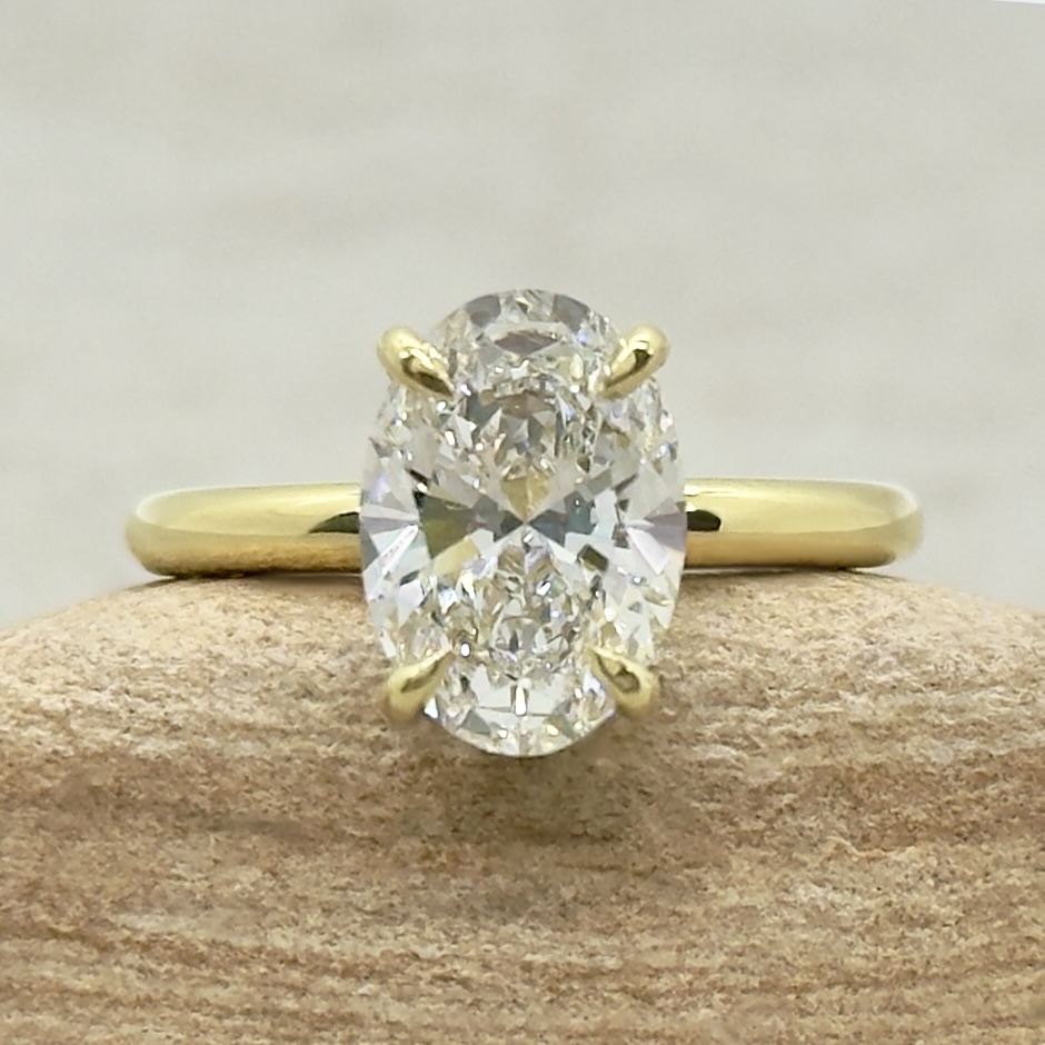 IGI Certified Oval Cut Lab Diamond Engagement Ring Yellow Gold LS7303