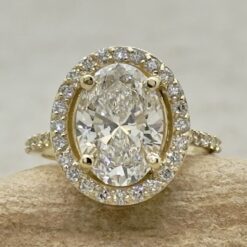 IGI Certified Oval Cut Lab Diamond Engagement Ring Yellow Gold LS7346