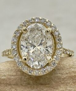 IGI Certified Oval Cut Lab Diamond Engagement Ring Yellow Gold LS7346