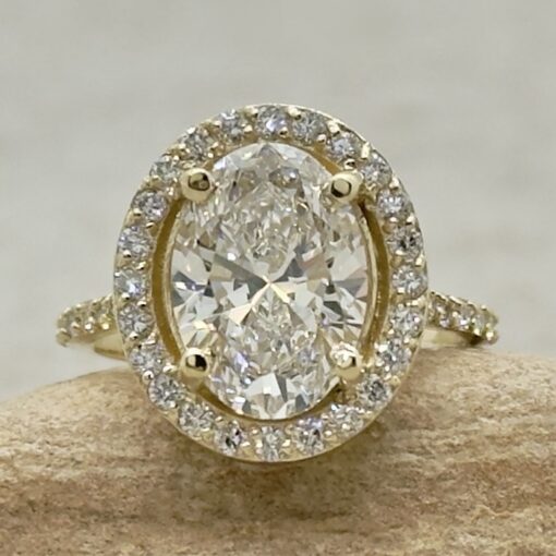 IGI Certified Oval Cut Lab Diamond Engagement Ring Yellow Gold LS7346